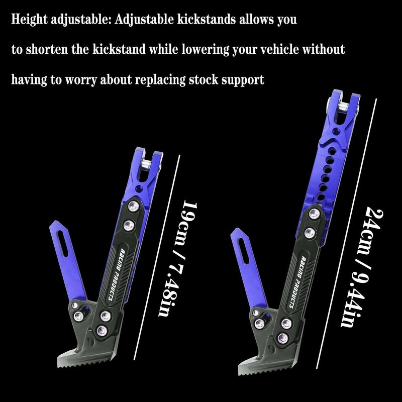 GWH Motorcycle Universal Kickstand Adjustable Modified CNC Aluminum Alloy Adjustable Tripod Holder Kickstand Foot Side Support Stand Motor Scooter Motorbike Motocross Electric Dit Pit Bike （Red) (Blue) - Image 3